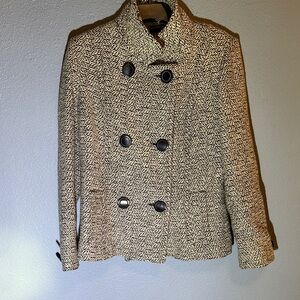 Marvin Richards Women's Textured Black and White Pea Coat